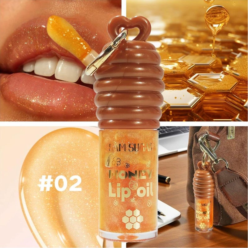 SAM SUGAR Honey Essence Lip Oil, Long-lasting Moisturizing Lip Gloss, Reduces Lip Lines, Transparent Moisturizing Lip Glaze (Cross-border E-commerce)